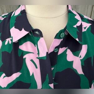 Boden Green and Pink Floral Button Down Shirt